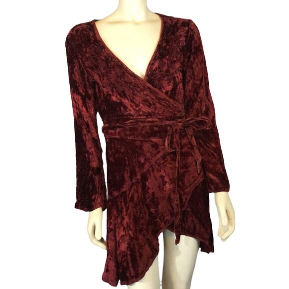 Vintage Kaush Collections Crushed Velvet wrap high low top size medium - Picture 1 of 12